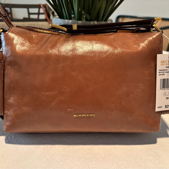 NWT Michael Kors Tan Leather Shoulder Bag - Picture 3 of 6